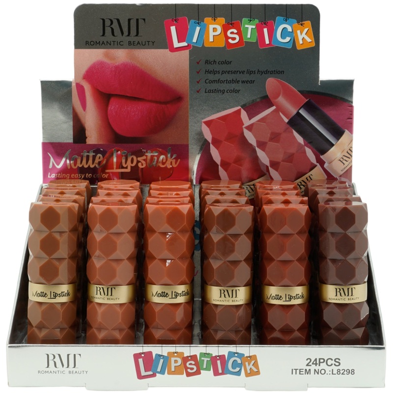 Romantic Beauty Prism Matte Lipstick – Wholesale Display 24 Units (L8298)