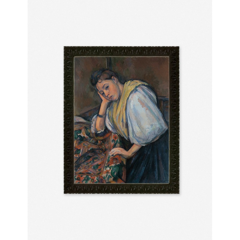 Young Italian Woman at a Table Wall Art by Paul Cezanne Unframed 12″ x 9.4″ Unframed