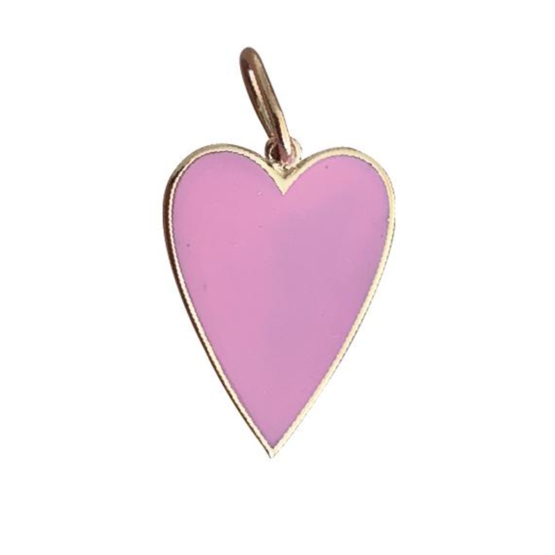Enamel Modern Heart Charm Light Pink Yellow Gold