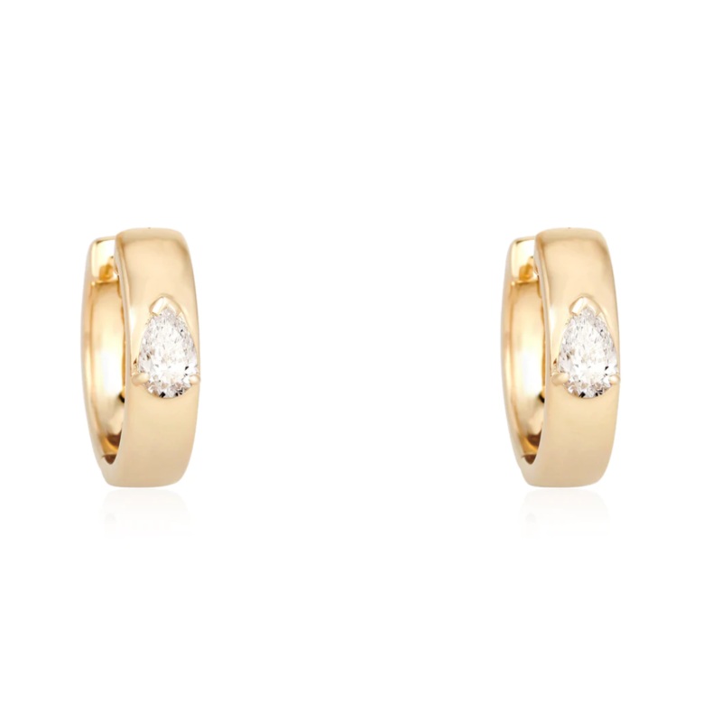 PEAR DIAMOND HOOP EARRINGS