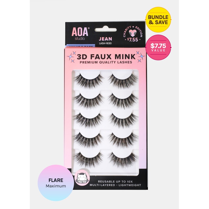 Paw Paw: 3D Faux Mink Lashes – Jean 5-Pack