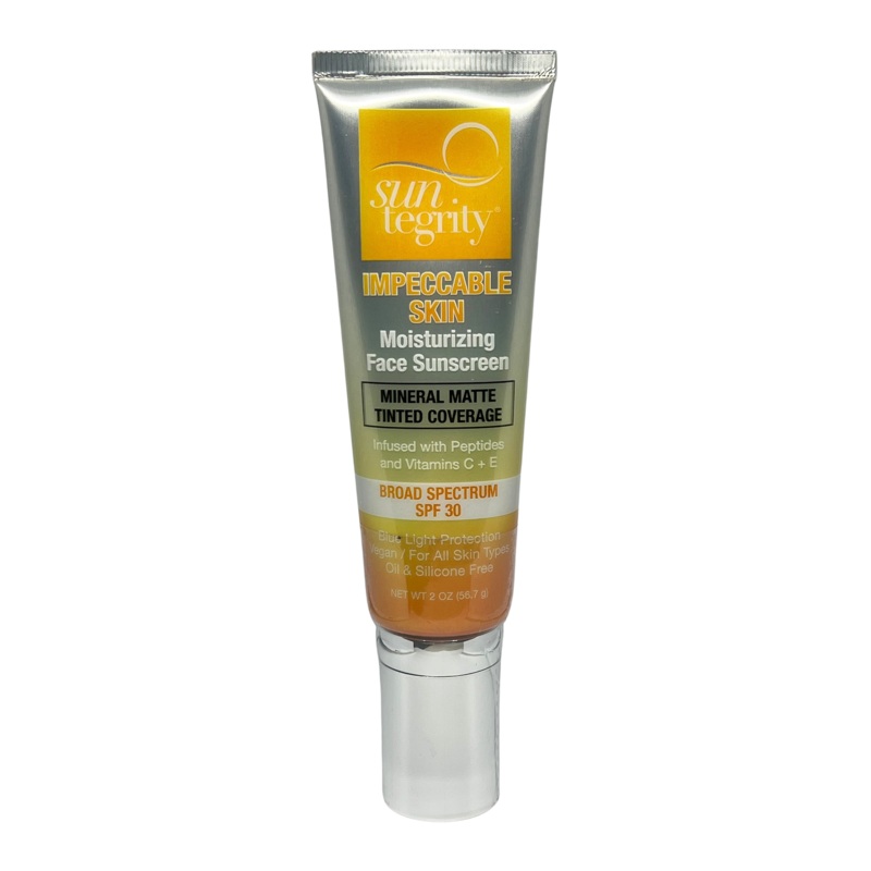 Suntegrity Impeccable Skin Moisturizing Face Sunscreen Mineral Matte Tinted Coverage SPF 30 2 oz