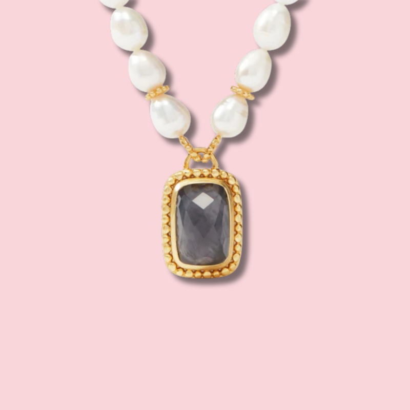 Marbella Statement Necklace Iridescent Charcoal Blue