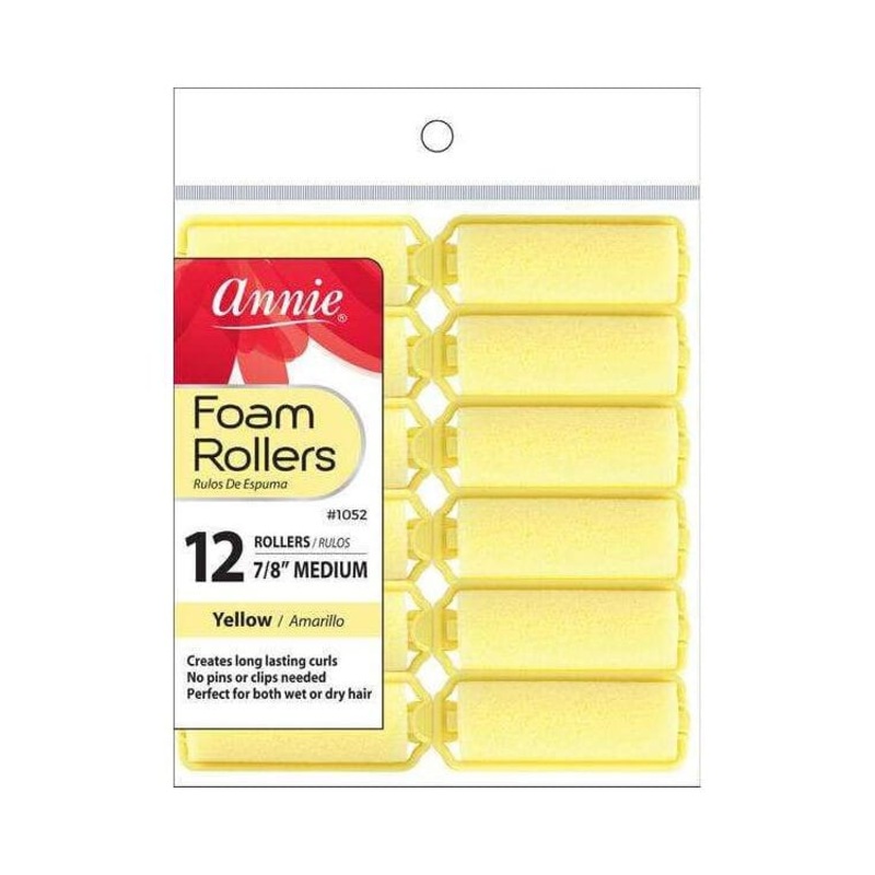 Annie #1052 Foam Roller Yellow 7/8″ Medium 12 ct