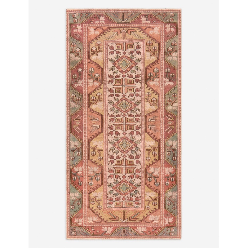 Vintage Turkish Hand-Knotted Wool Rug No. 437, 3’1″ x 6’5″