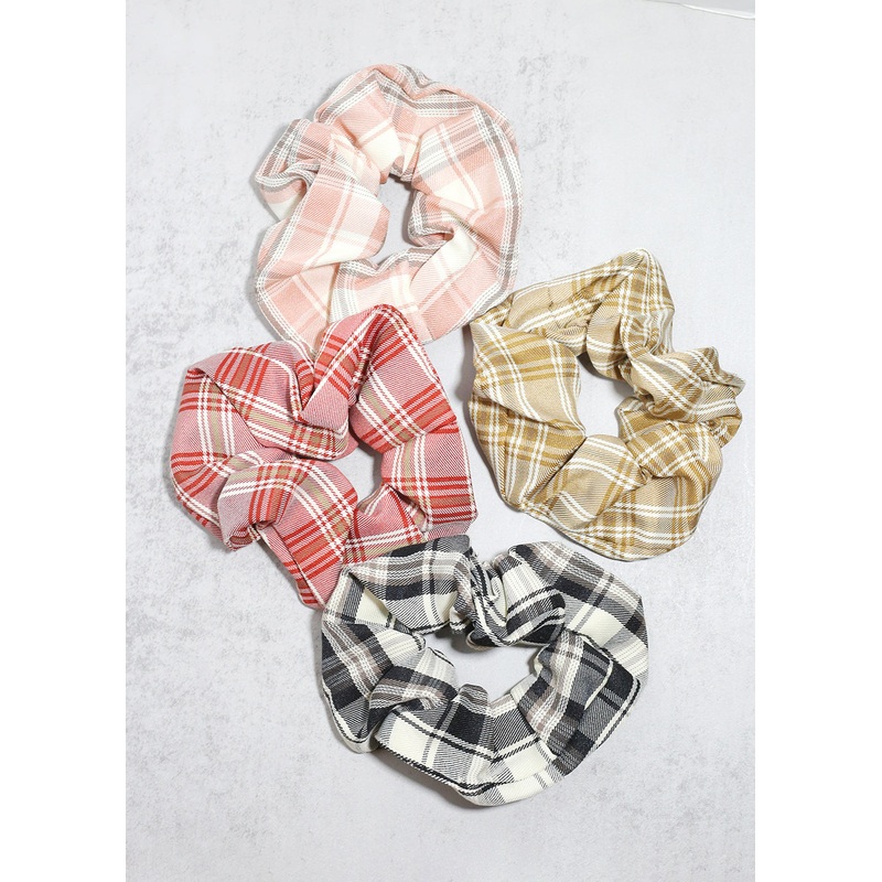 Plaid Scrunchies Pink