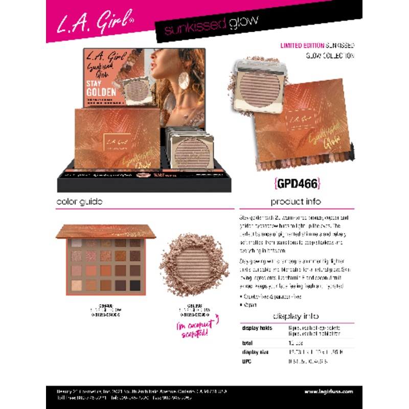STAY GOLDEN SUNKISSED SHADOW+HIGHLIGHTER(6PC/EACH, 12PCS TOTAL) w/ DISPLAY (1 PCS)