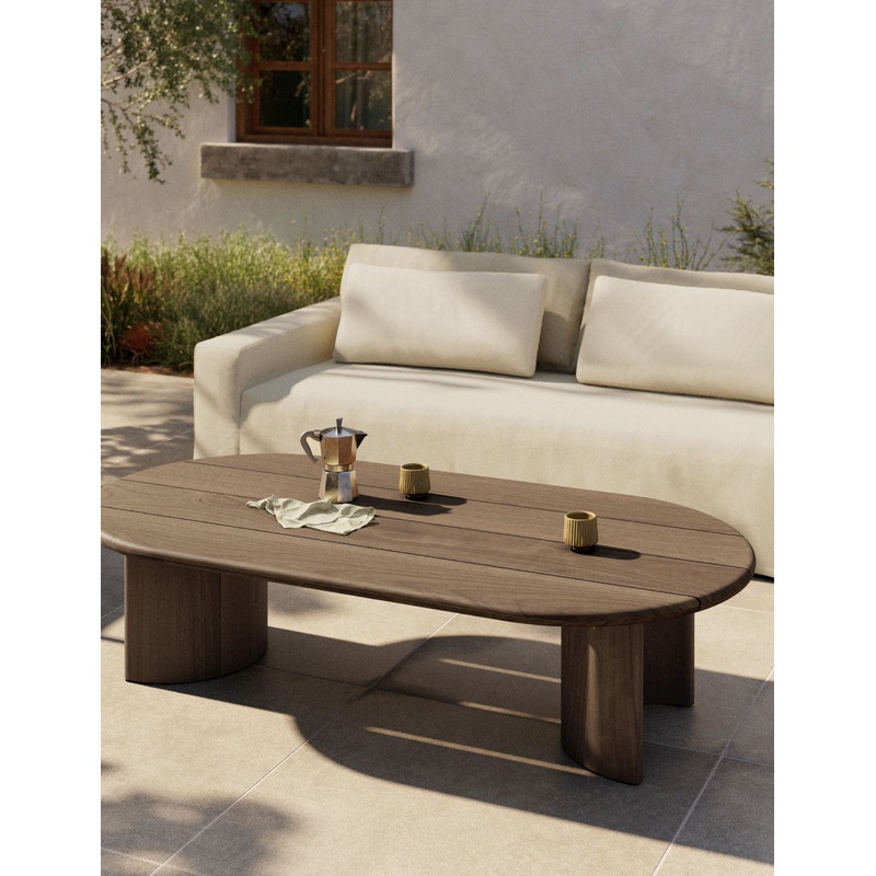 Gilda Outdoor Oval Coffee Table Dark Brown