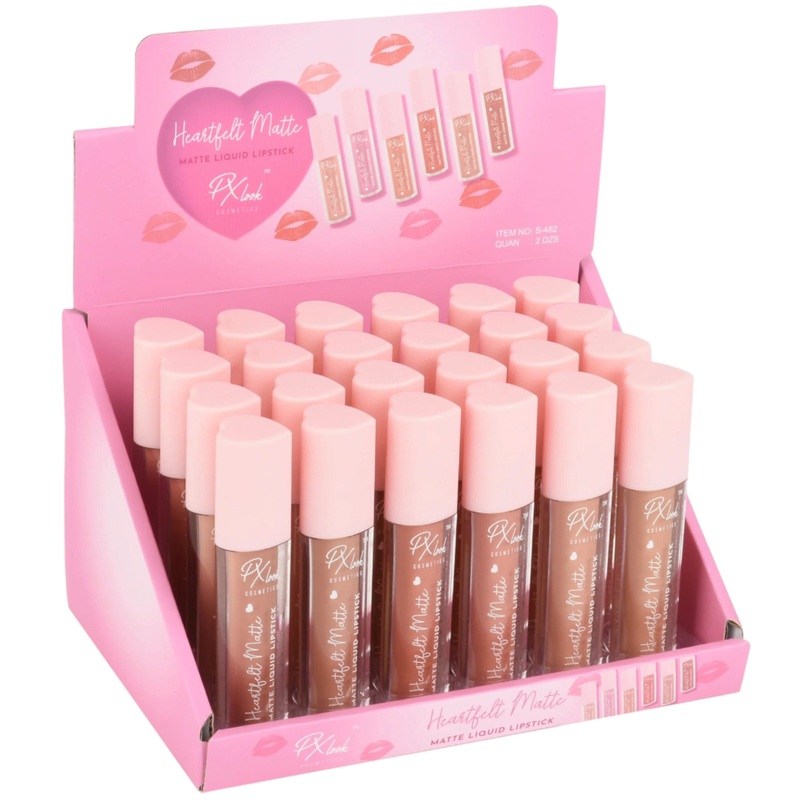 Px Look Heartfelt Matte Liquid Lipstick – Wholesale Display 24 Units (S-482)