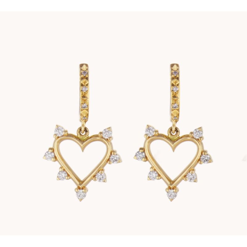 Open Heart Spiked Earrings Yellow