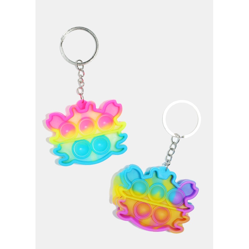 Tie Dye Crab Push Pop Keychain