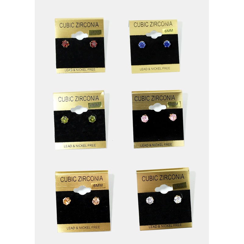 Rhinestone Stud Earrings Gold Green