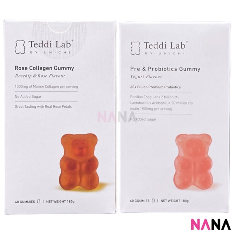 Unichi Teddi Lab Gummy Bear Set (Pre & Probiotics + Rose Collagen)
