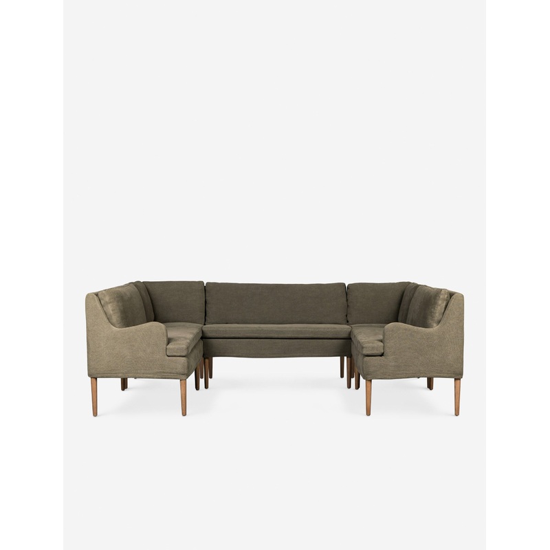 Aurelia U-Shaped Dining Banquette by Amber Lewis x Four Hands Olive 121″W
