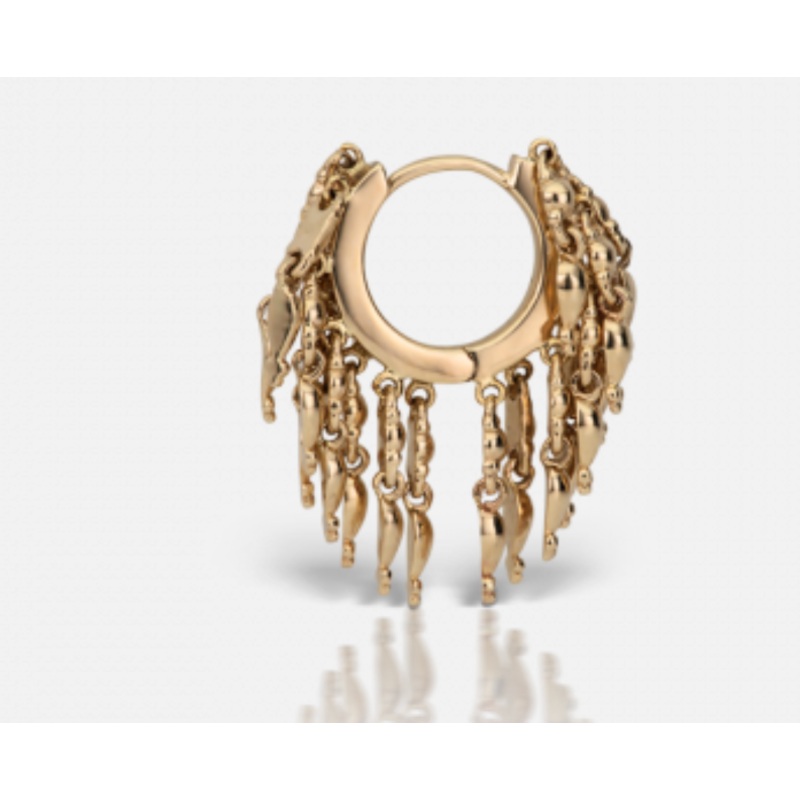 6.5mm Gold Tassel Eternity Hoop Earring Yellow Gold