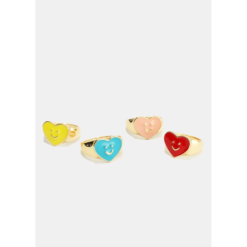 Smiley Colored Enamel Ring Pink