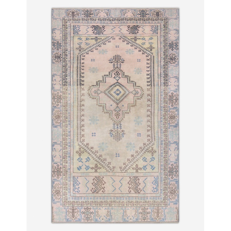 Vintage Turkish Hand-Knotted Wool Rug No. 423, 4’5″ x 7’8″