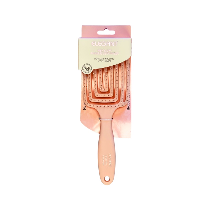 Elegant #321 Wet & Dry Painless Detangler Vented Spiral Hair Brush – Large (10″) / Pink