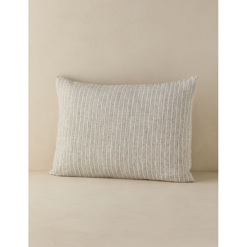 Eadlin Striped European Flax Linen Sham Black and Natural Standard