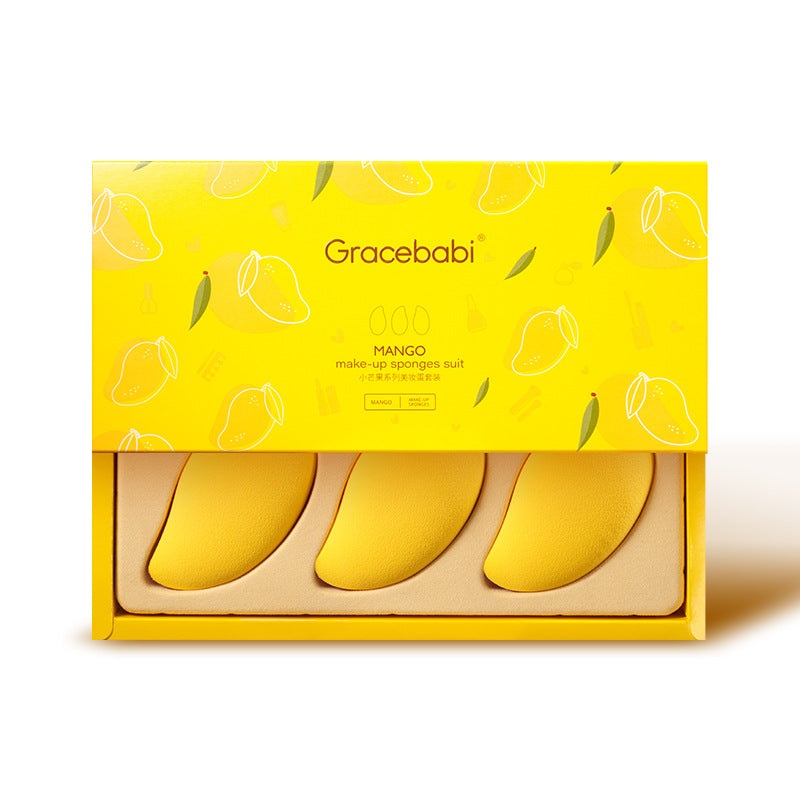 Gracebabi Little Mango Beauty Blender Egg Makeup Sponges Set 3pcs