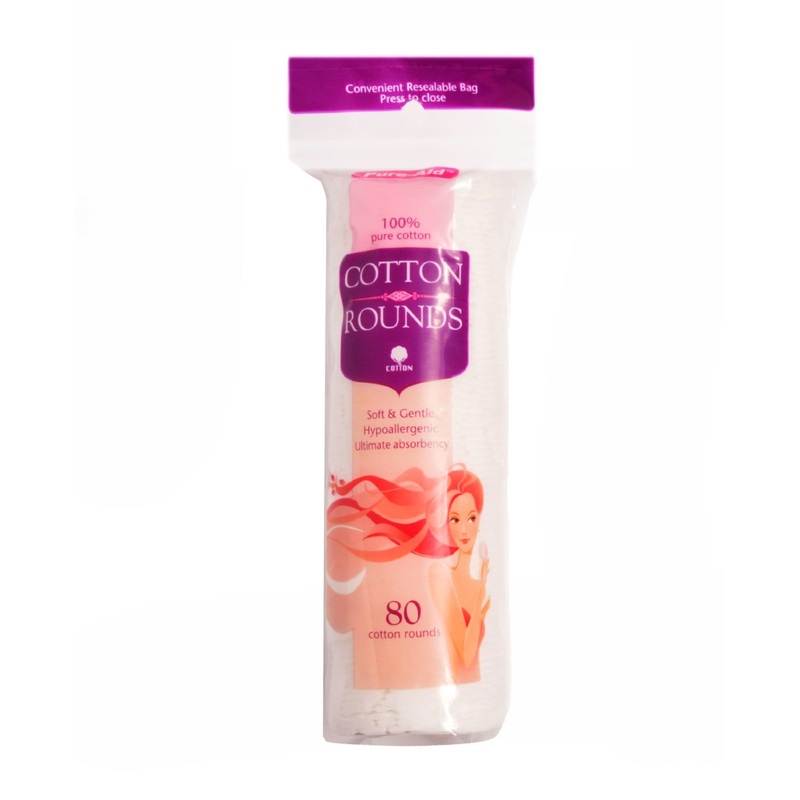 Pure-Aid Cotton Rounds 80 Pack