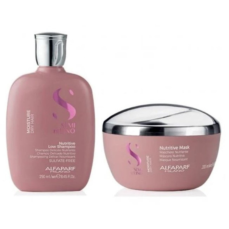 [Sample 0.68 oz] Alfaparf Milano Semi Di Lino Nutritive Low Shampoo + Mask Duo | Moisture For Dry Hair