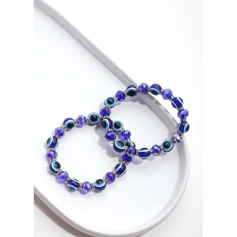 Blue Evil Eye Bead Bracelet Gold