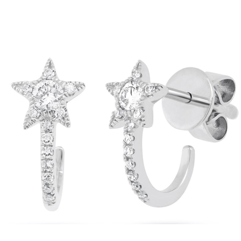 Pave Star Huggies Rose Gold