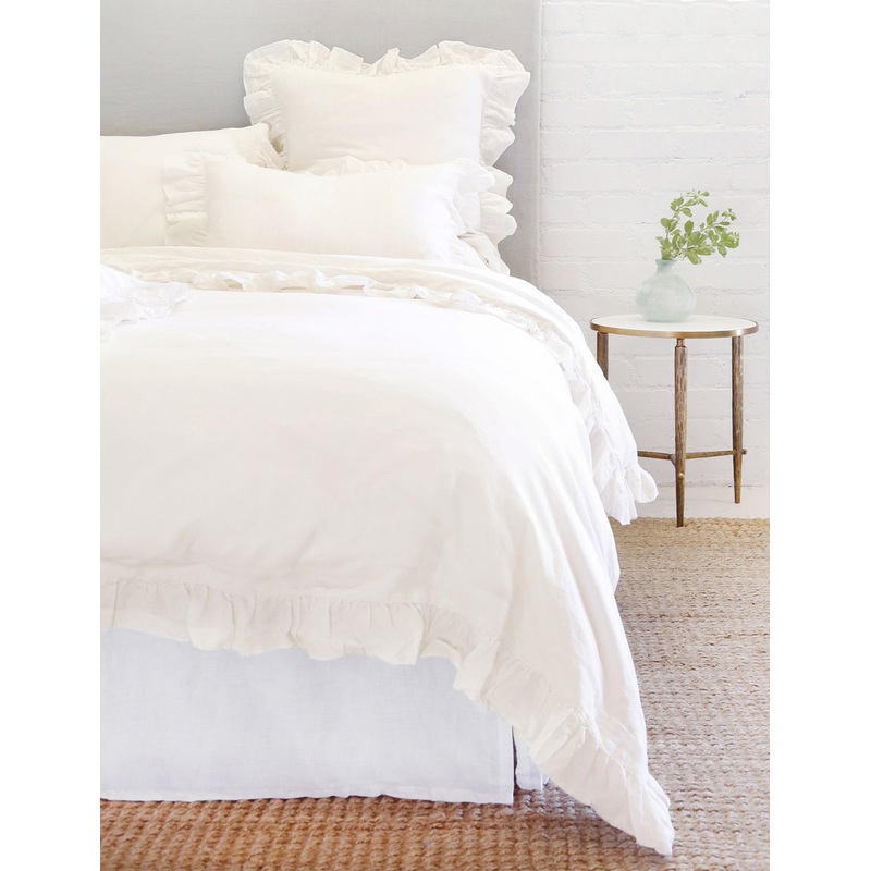 Charlie Linen Duvet by Pom Pom at Home White Twin