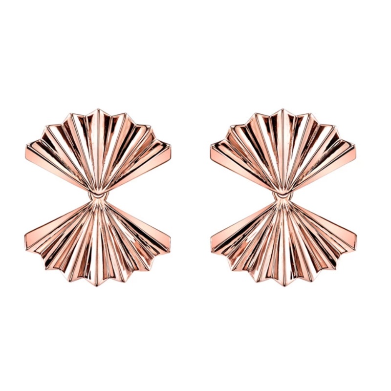 Double Fan Gold Earrings Rose Gold