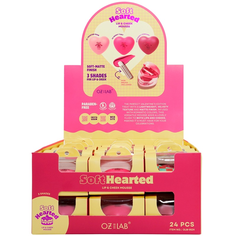 Oz Lab Soft Hearted – Lip And Cheek Mousse – Wholesale Display 24 Units (OLM-9524)