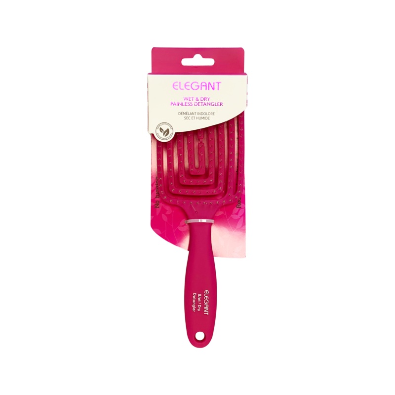 Elegant #325 Wet & Dry Painless Detangler Vented Spiral Hair Brush – Large (10″) / Hot Pink