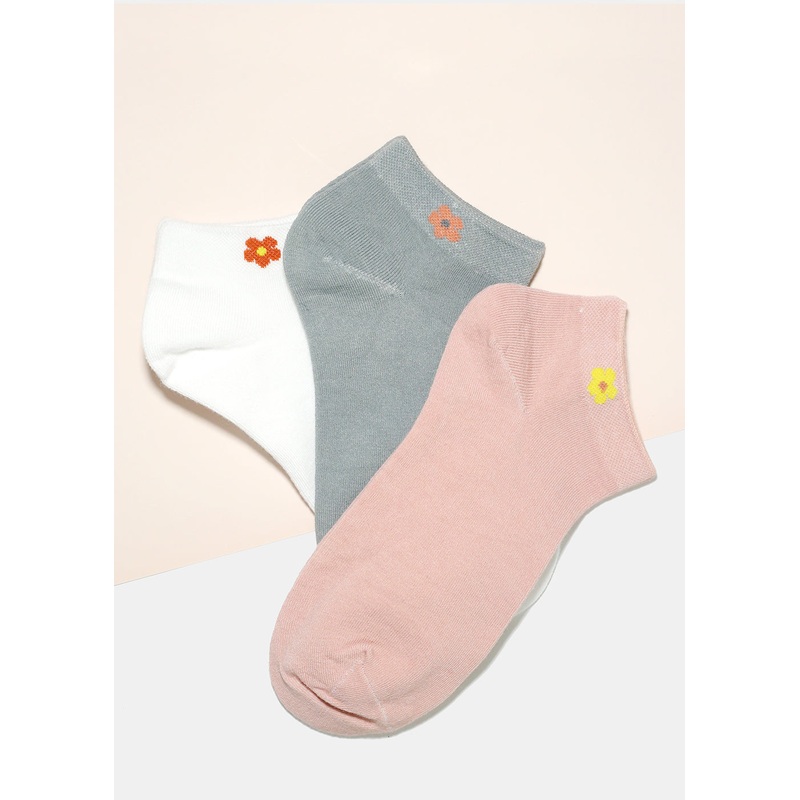 Flower Print Low Cut Socks Pink