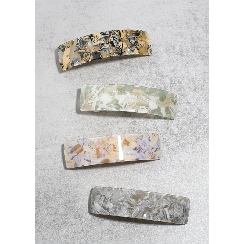 Marble Barrette Hair Clip Black