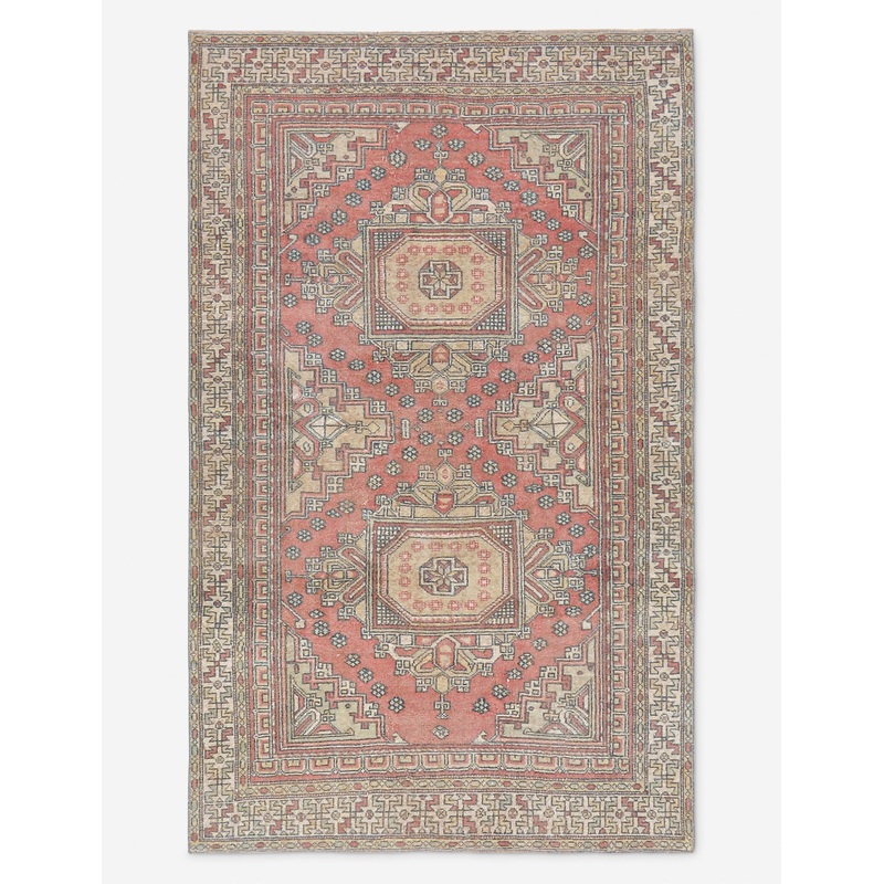 Vintage Turkish Hand-Knotted Wool Rug No. 525, 4′ 1″ X 6′ 7″