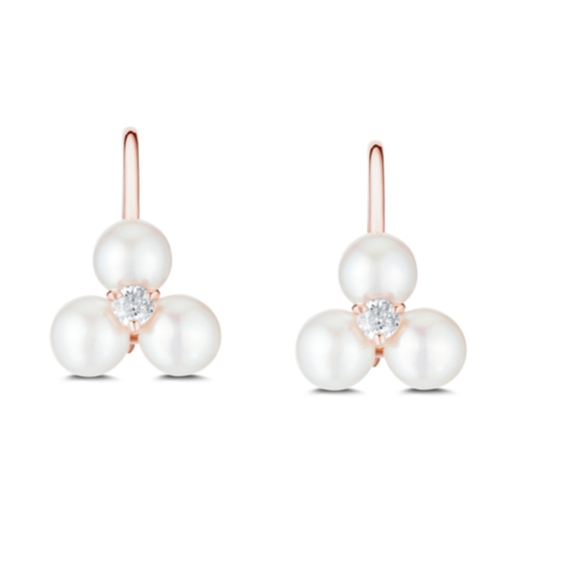 Tri Pearl Earrings White Gold
