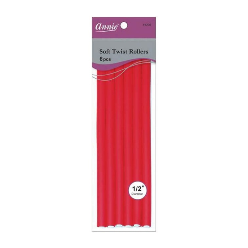 Annie #1206 Soft Twist Rollers 1/2 Red 6 pcs