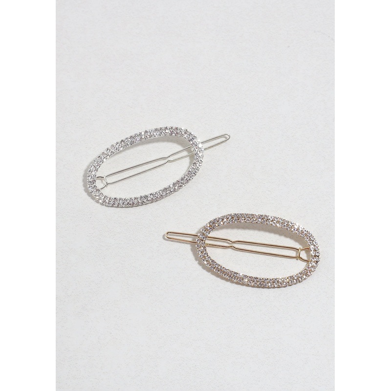 Sparkle Oval Rhinestone Hairpin Gold