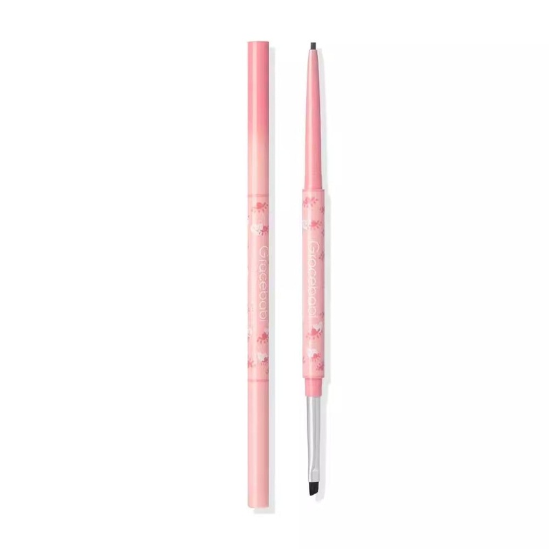 Gracebabi Double-ended Eyeliner Brush Gel Eyeliner Pencil 60mg  01 Soft Gray Black