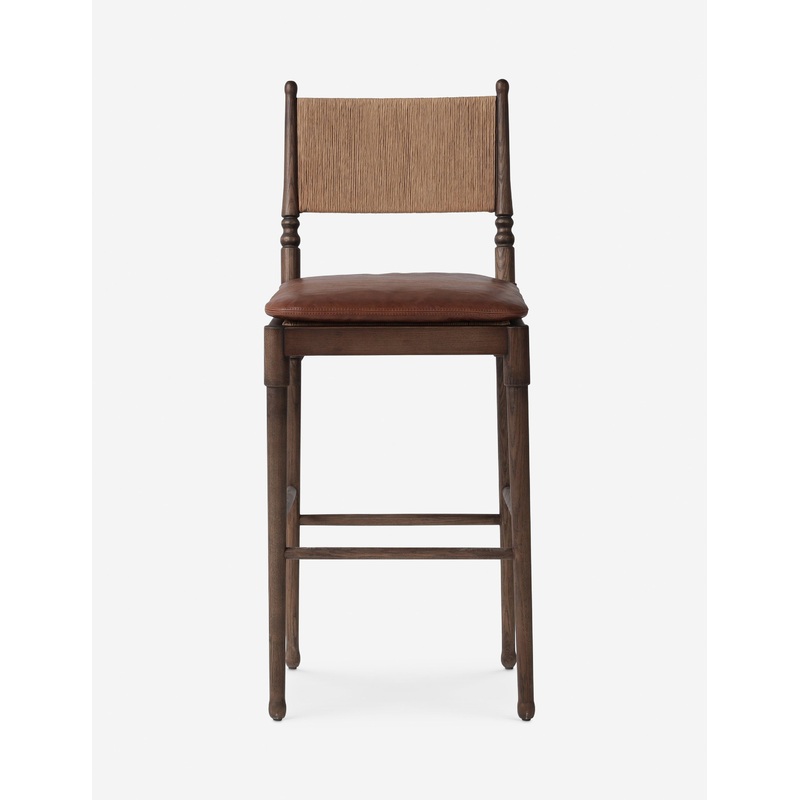 Fayth Bar and Counter Stool by Amber Lewis x Four Hands Mahogany Leather Bar