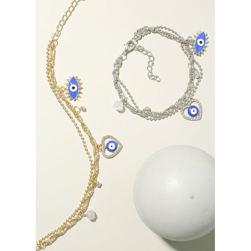 Evil Eye Charm Bracelet Gold
