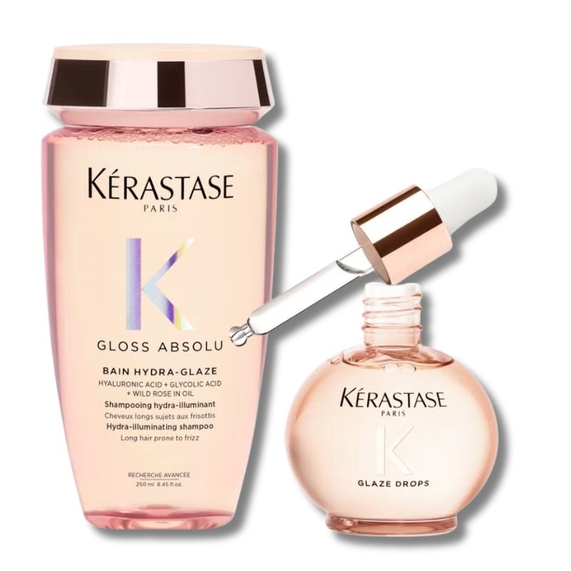 Krastase Gloss Shampoo and Glaze Drops Hair Oil Duo with Wild Rose