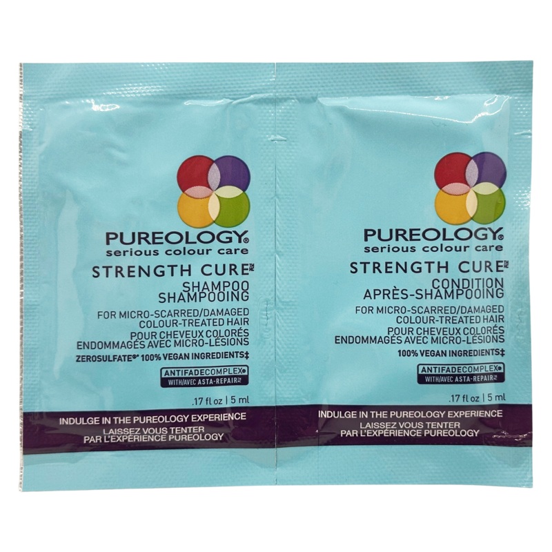 [Sample 0.34 oz] Pureology Strength Cure Shampoo & Conditioner Duo | For Damaged Color Treated Hair